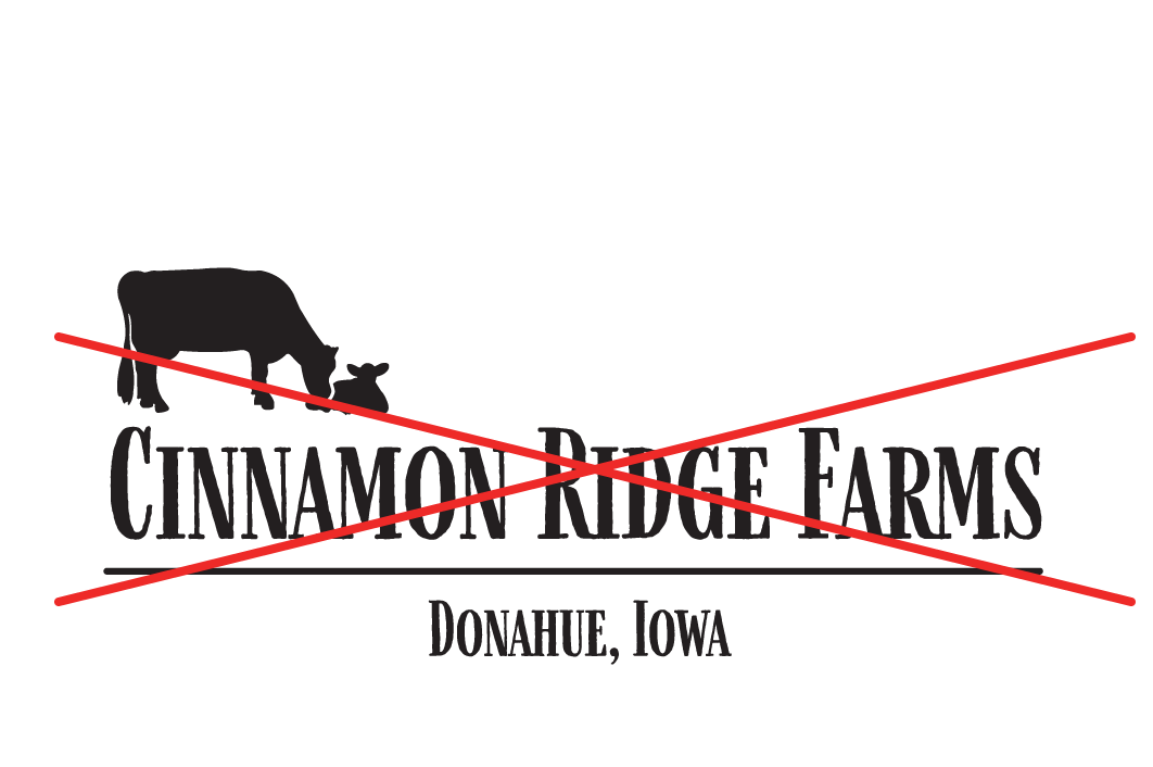 Cinnamon Ridge logo with repositioned cow image.