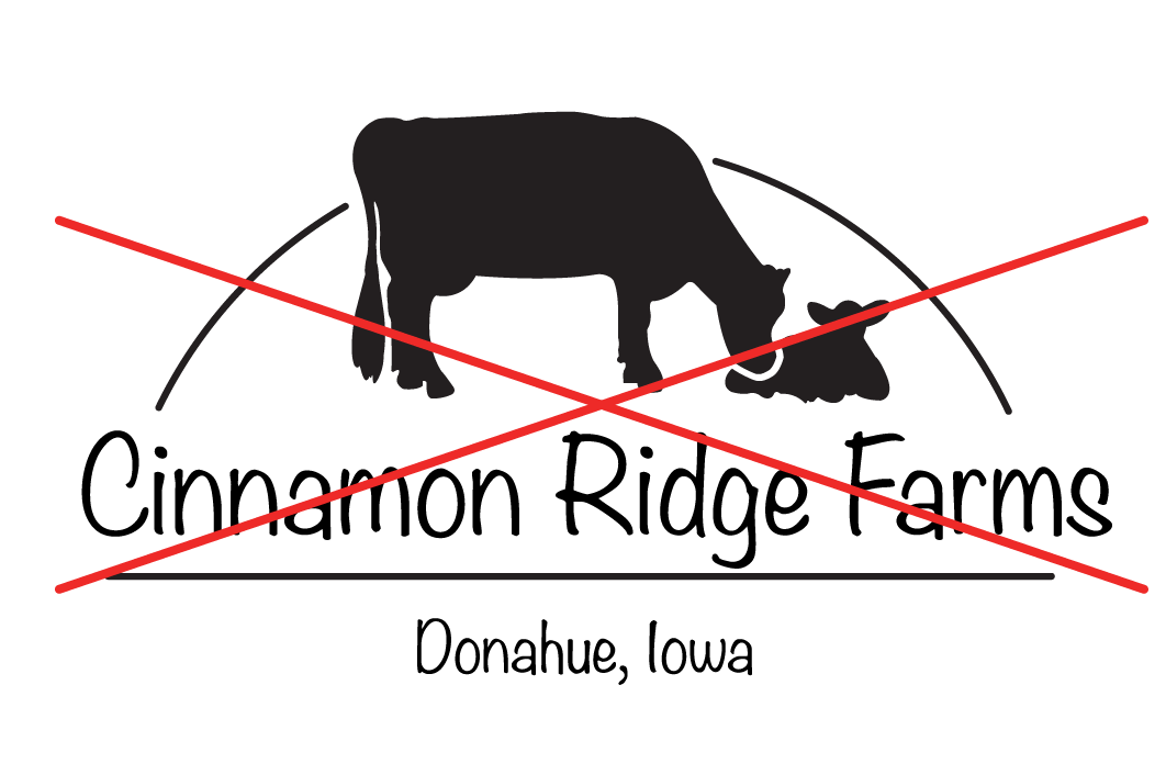 Cinnamon Ridge logo in incorrect typeface.